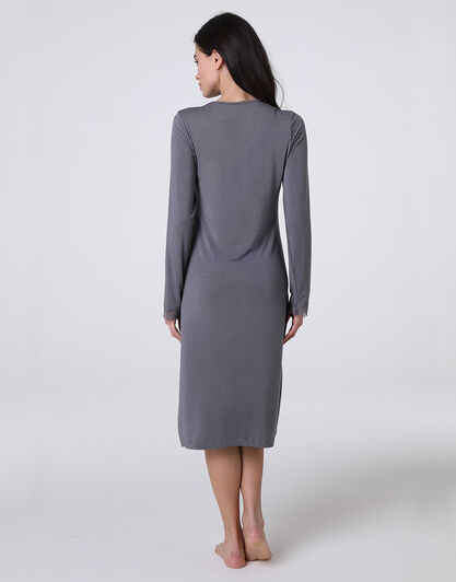 Camicia da Notte Lunga scollo a V Elegant Modal, grigio antracite, , LOVABLE