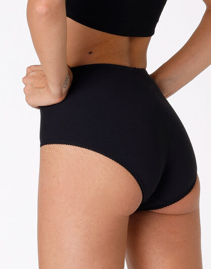 Slip maxi contenitivo Lovely Charme, nero in cotone elasticizzato con pizzo,  Slip maxi contenitivo Lovely Charme, nero in cotone elasticizzato con pizzo, , LOVABLE