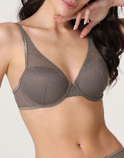 Reggiseno con ferretto imbottito Animalier Mesh in tulle, visone, , LOVABLE