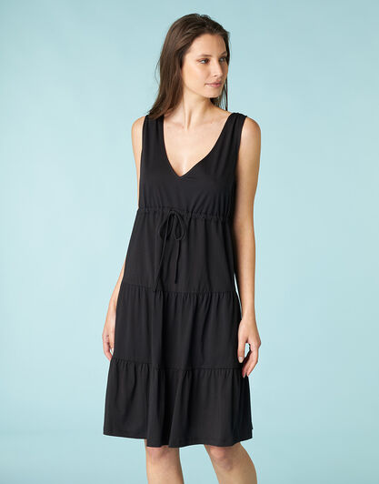 Abito con scollo a V in jersey di cotone, nero, , LOVABLE