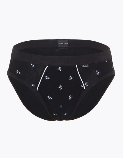 Slip nero stampa bulldog, in cotone elasticizzato , , LOVABLE