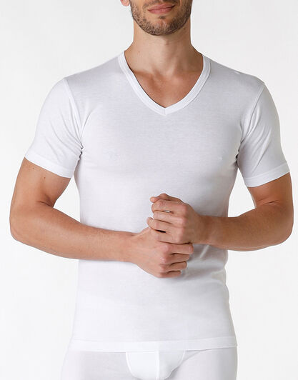 T-shirt scollo a V Classic Cotton 100% cotone, bianco, , LOVABLE