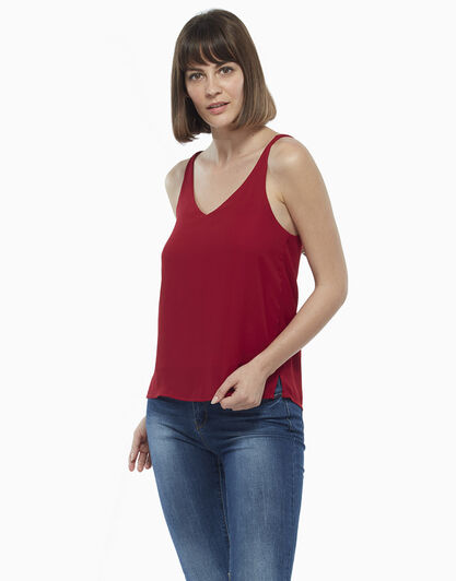Top con doppia spallina sul retro rosso, in georgette , , LOVABLE