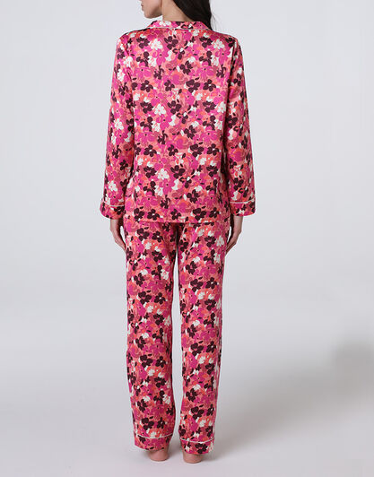Pigiama Lungo aperto in Satin, mood floreale, , LOVABLE