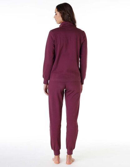 Homewear donna in 100% felpa di cotone, bordeaux, , LOVABLE