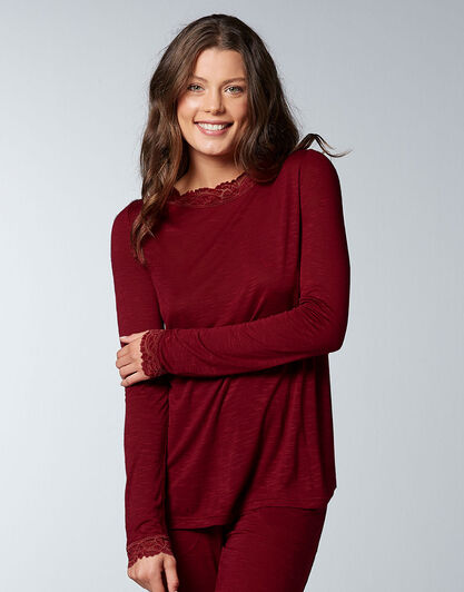 T-shirt M/L in viscosa, bordeaux, , LOVABLE