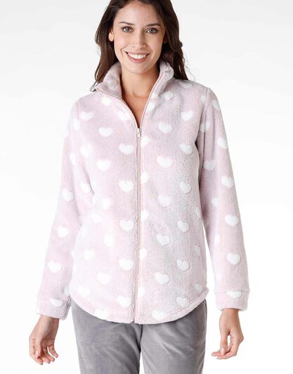 Homewear donna in pelliccia jaquard e micropile, rosa, , LOVABLE