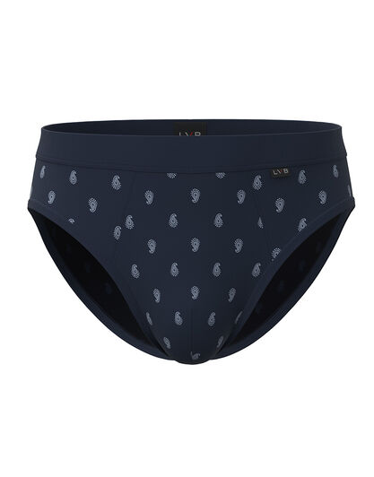 Slip Printed Stretch Cotton, blu stampa cachemire, , LOVABLE