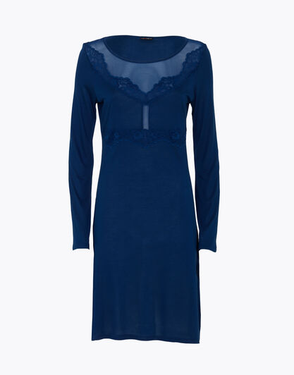 Camicia da notte manica lunga, bluette, in jersey modal, , LOVABLE