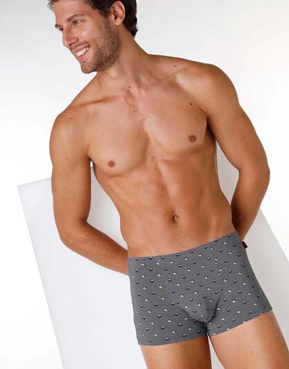 Boxer uomo in cotone modal, grigio con gufetti, , LOVABLE