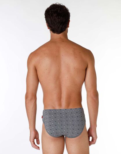 Slip uomo in cotone modal, grigio con gufetti, , LOVABLE