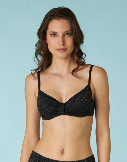 Costume reggiseno con ferretto Jacquard in microfibra, nero e oro, , LOVABLE