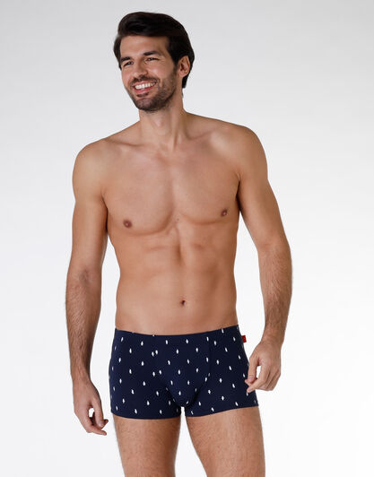 Boxer uomo in cotone modal, blu navy con stampa, , LOVABLE