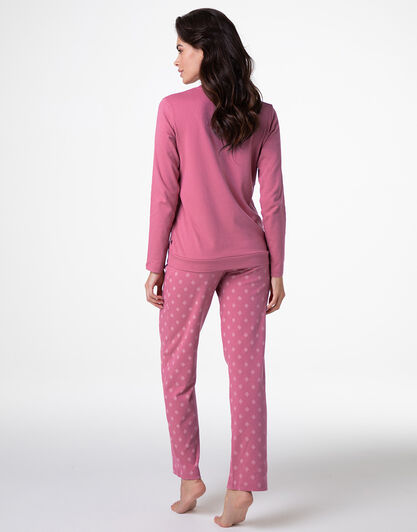 Pigiama Lungo Girocollo in Interlock, rosa blush, , LOVABLE