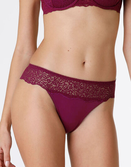 Brasiliano Exquisite Lace in pizzo e microfibra, bordeaux, , LOVABLE