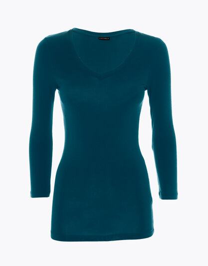 Maglia con manica a 3/4 effetto thermal Basic Soul, ottanio, , LOVABLE