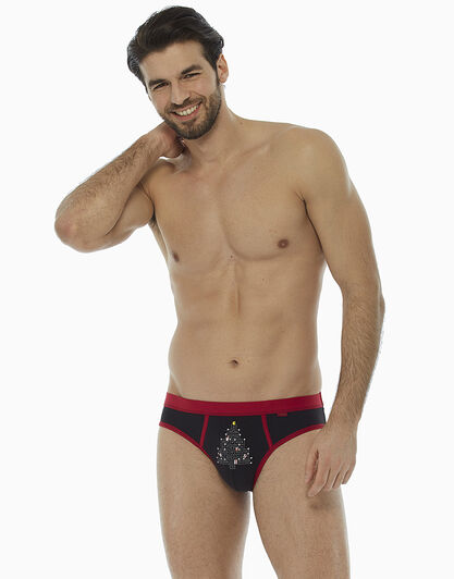 Slip nero stampa piazzata in cotone elasticizzato , , LOVABLE