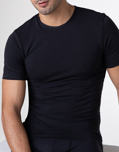 T-shirt girocollo Warm Sensation in Stretch Cotton, nero,  T-shirt girocollo Warm Sensation in Stretch Cotton, nero, , LOVABLE