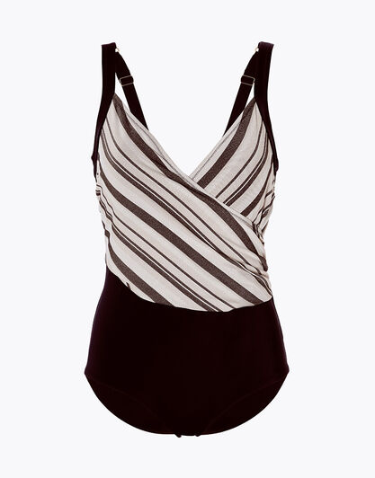 Costume intero in microfibra lurex Fancy Jacquard Lurex, righe nero e oro, , LOVABLE