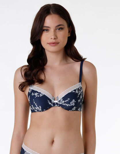 Reggiseno con ferretto My Daily Comfort in microfibra, blu con stampa, , LOVABLE