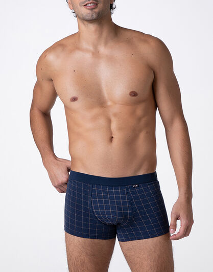Boxer Casual Stretch Cotton, blu check cognac, , LOVABLE