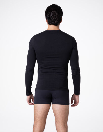 Maglia girocollo manica lunga Warm Sensation in Stretch Cotton, nero, , LOVABLE
