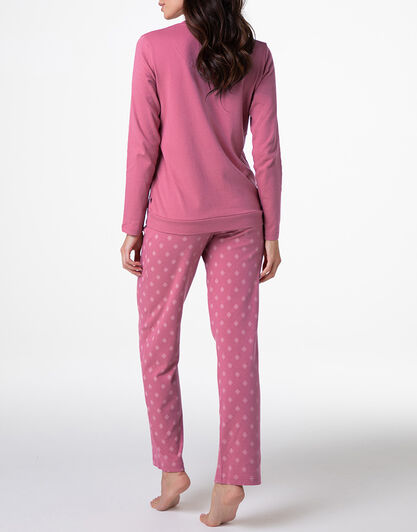 Pigiama Lungo Girocollo in Interlock, rosa blush, , LOVABLE