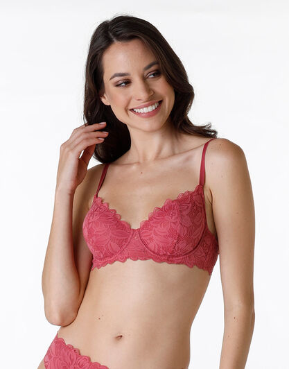 Reggiseno con ferretto Natural Lace in pizzo elastico, rosa naturale, , LOVABLE