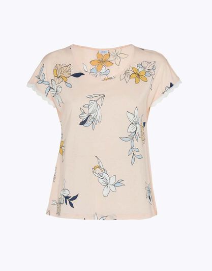 T-shirt del pigiama a maniche corte in 100% modal, stampa a fiori, , LOVABLE