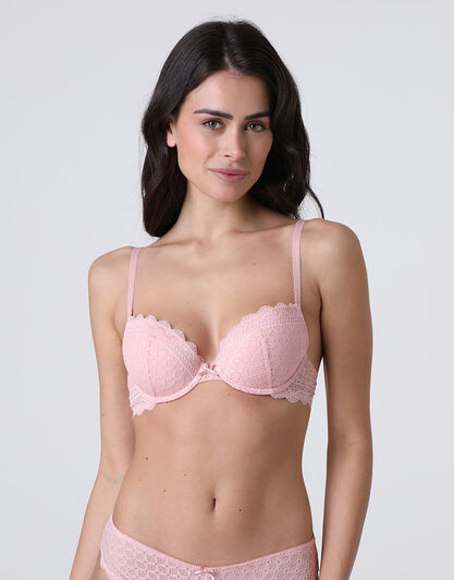 Reggiseno Imbottito con Ferretto Graphic Lace in pizzo, rosa vintage, , LOVABLE