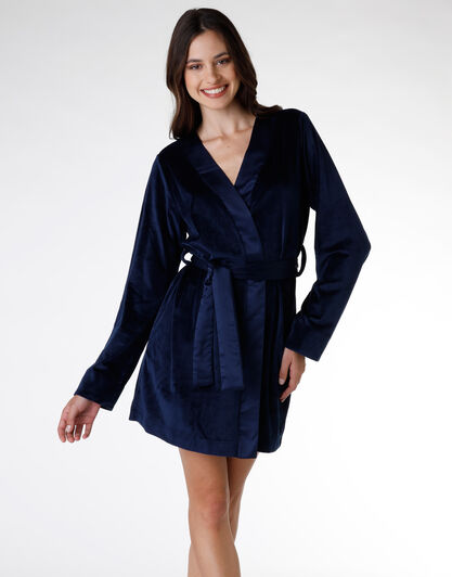 Vestaglia donna in ciniglia, blu, , LOVABLE