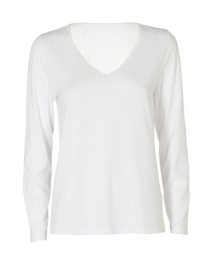Maglia Manica Lunga Scollo a V Warm Sensation, bianco, , LOVABLE