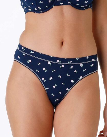 Slip in cotone elasticizzato Printed Stretch Cotton, blu stampato, , LOVABLE