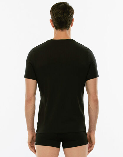 T-shirt girocollo Premium Cotton nero in cotone elasticizzato di alta qualità-LOVABLE