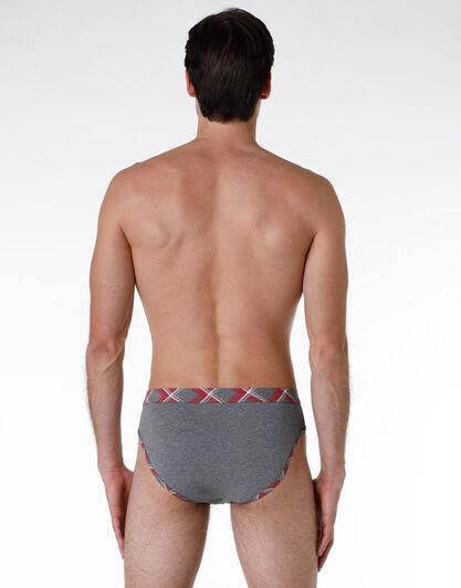 Slip uomo in cotone elasticizzato, grigio con stampa pinguino, , LOVABLE