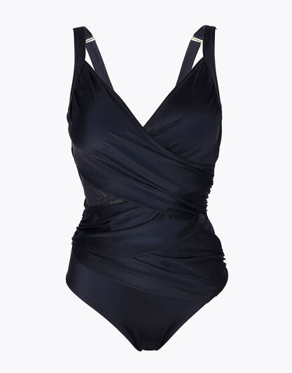 Costume intero modellatore senza ferretto Printed Shaping Micro in microfibra, nero, , LOVABLE