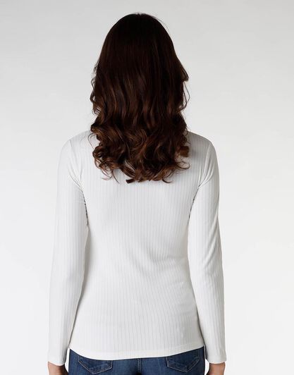 Maglia donna a maniche lunghe e collo lupetto, bianco seta, , LOVABLE