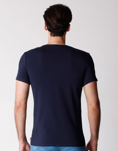T-shirt girocollo uomo in cotone elasticizzato, blu navy, , LOVABLE