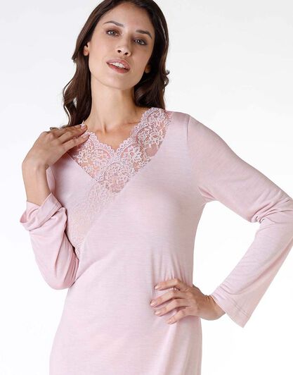 Camicia da notte in jersey di modal elasticizzato, rosa, , LOVABLE