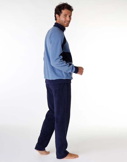 Felpa uomo in pile, blu polvere e navy, , LOVABLE