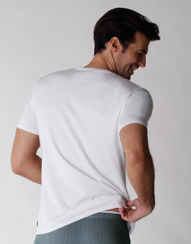 T-shirt uomo manica corta in cotone e modal, bianco, , LOVABLE