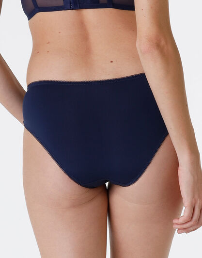 Slip Striped Lace in pizzo e microfibra, blu scuro, , LOVABLE