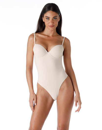 Body modellante con ferretto imbottito perizoma Smooth Shaping in microfibra, skin, , LOVABLE
