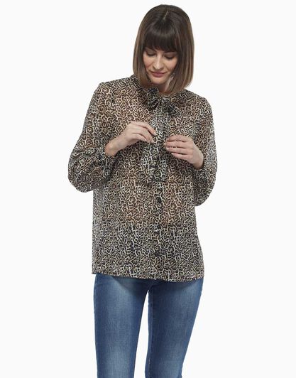 Camicia, stampa animalier, in georgette stampato, , LOVABLE