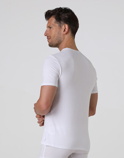 T-shirt girocollo Supima Premium Cotton in cotone elasticizzato, bianca, , LOVABLE