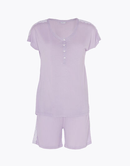 Pigiama corto donna in 100% cotone modal, lavanda, , LOVABLE