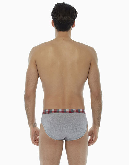 Slip grigio melange stampato in cotone elasticizzato , , LOVABLE