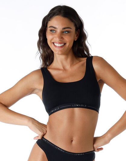 Crop Top My Lovable in cotone modal, nero, , LOVABLE
