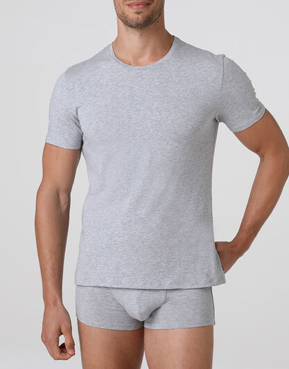 T-shirt girocollo Supima Premium Cotton in cotone elasticizzato, grigio melange, , LOVABLE