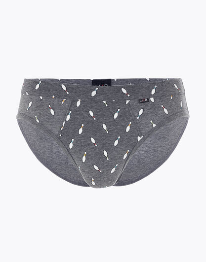 Slip Printed Stretch Cotton in cotone elasticizzato, grigio melange stampato, , LOVABLE